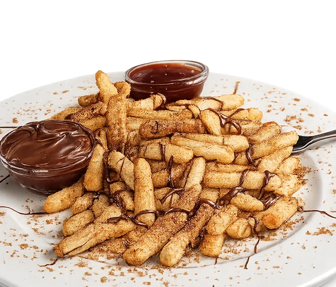 AAB Apfel-Zimt-Pommes mit Zimtzucker und Schokoladendip